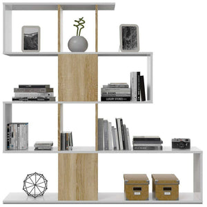 Libreria Design Moderna Scaffale 4 Ripiani 145x29x145 Casa Ufficio Bianco Rovere