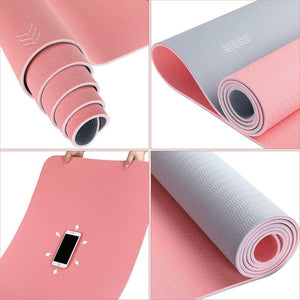 Tappetino Yoga Aerobica Pilates Tappeto Allenamento Fitness Palestra Rosa Grigio