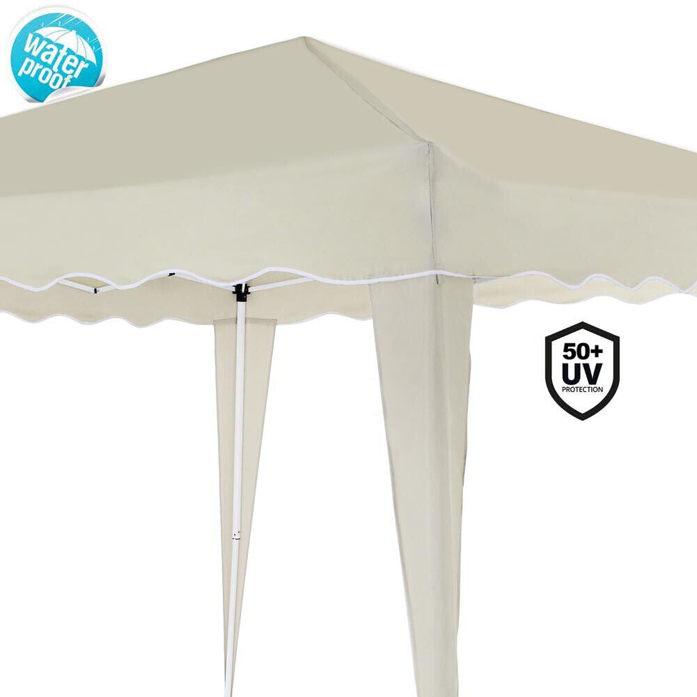 Gazebo 3x3 Pieghevole Ecru Impermeabile Richiudibile Tendone Giardino Con Sacca