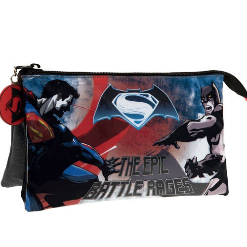 Astuccio 3 Posti Chiusura Zip Portapenne Matite Pvc Neceser Batman VS Superman