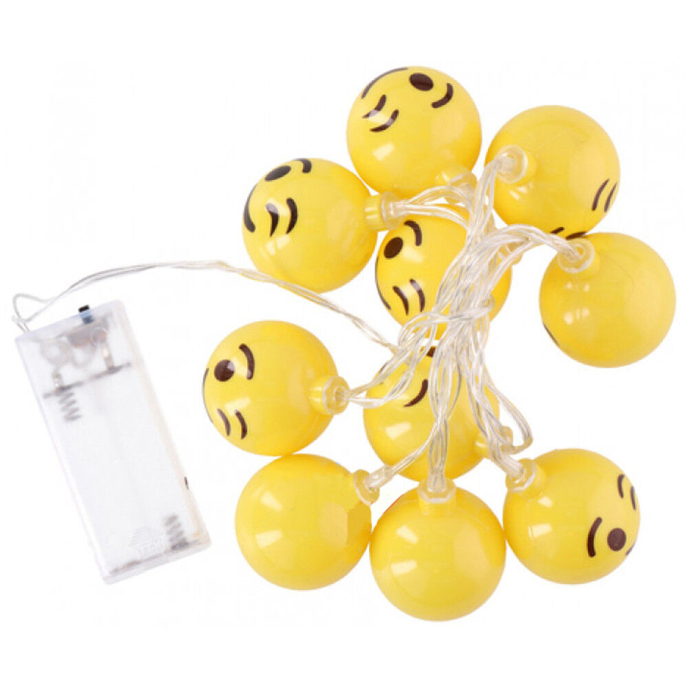 Catena Luminosa Emoji 10 LED Emoticon Occhiolino Lunghezza 120cm a Batteria