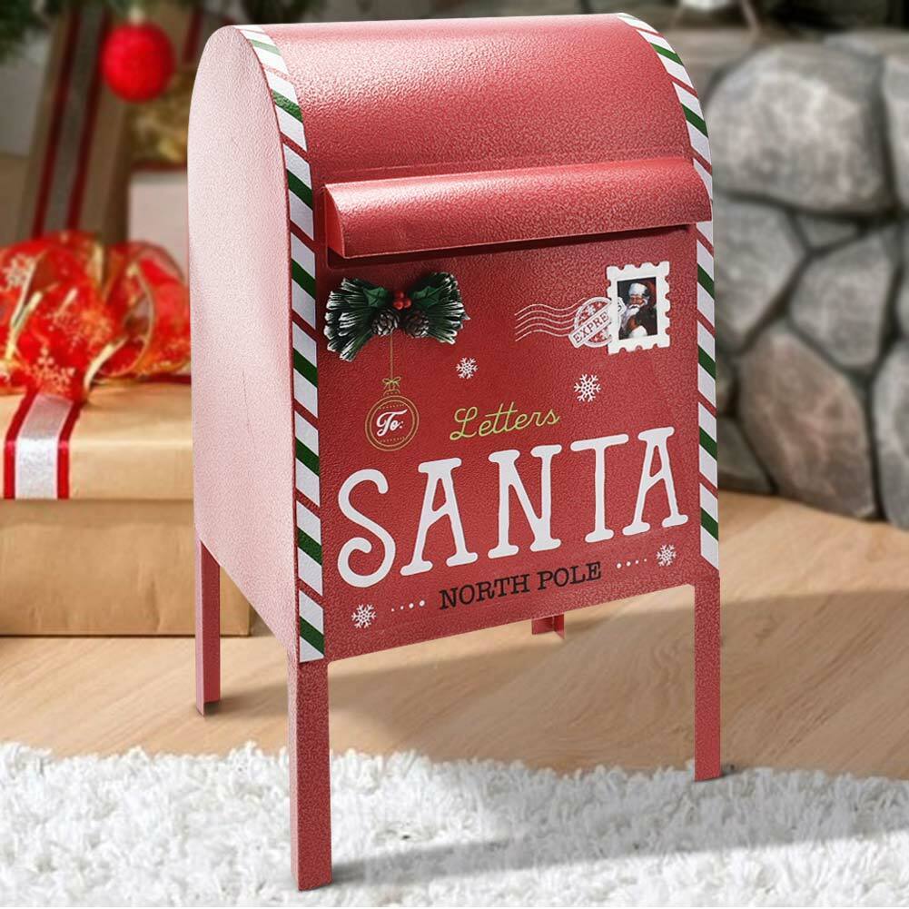 Cassetta Postale Buca Lettere di Babbo Natale Decorazione Natalizia Metallo 52cm