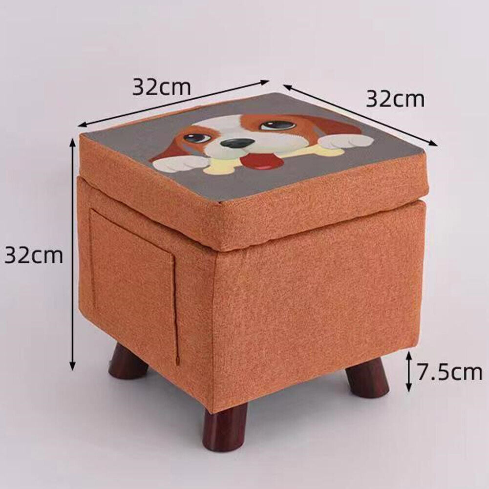 Pouf Contenitore in Tessuto Multiuso Poggiapiedi Sgabello Baule Colore Arancione