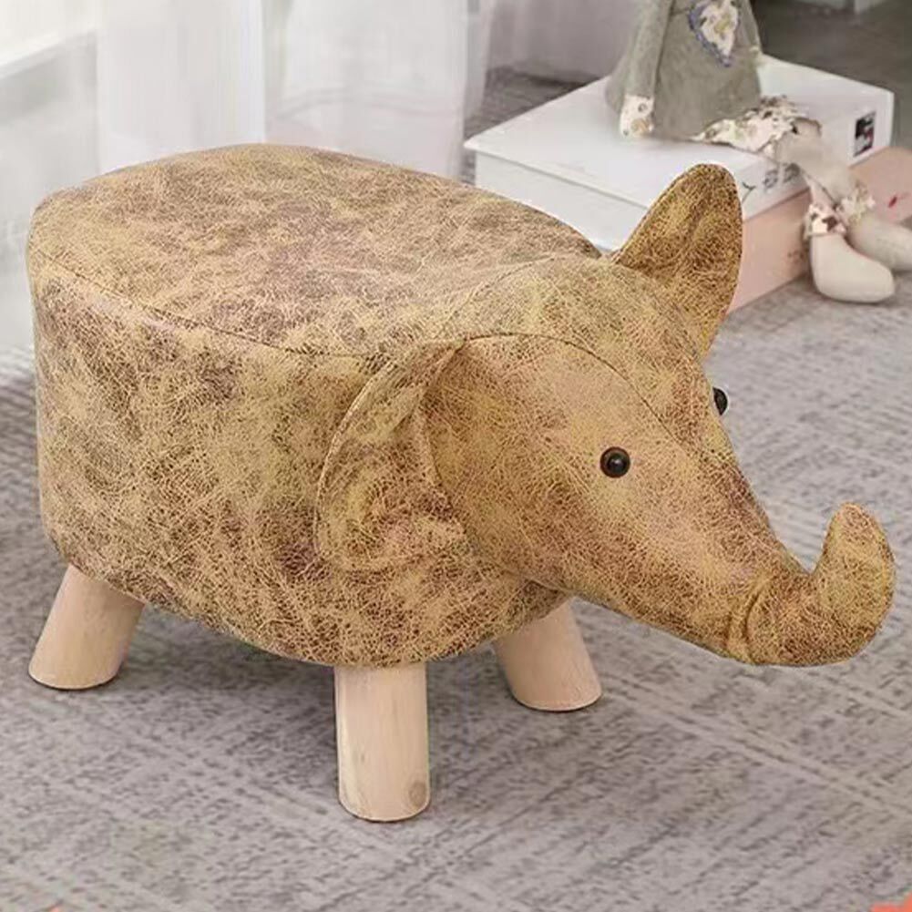 Poggiapiedi Sgabello Basso Forma Elefante Animale Pouf Bambini Colore Marrone