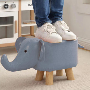 Poggiapiedi Sgabello Basso Forma Elefante Animale Pouf per Bambini Colore Blu