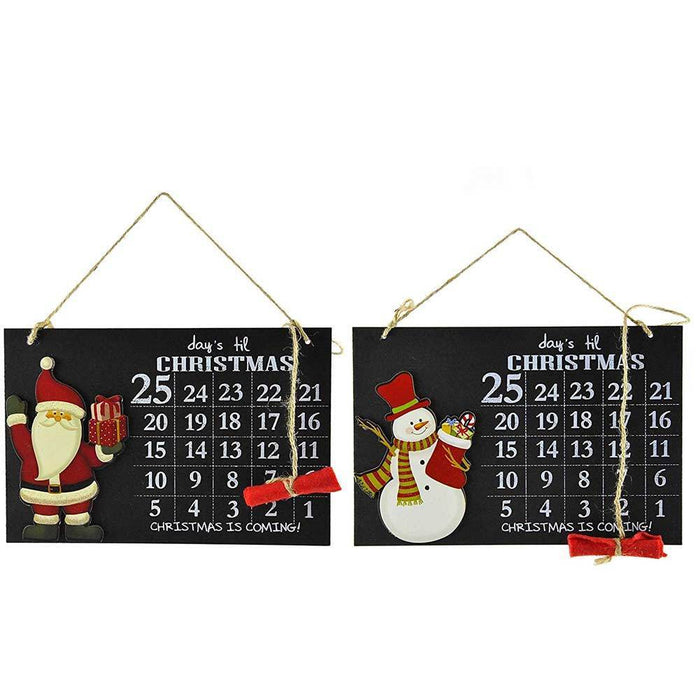 Calendario Avvento Lavagna con Gessetto in Legno 2 Modelli Decorazioni Natalizie