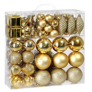 Addobbi per Albero di Natale 103 PZ Oro Confezione Palline Natalizie Cuori stell