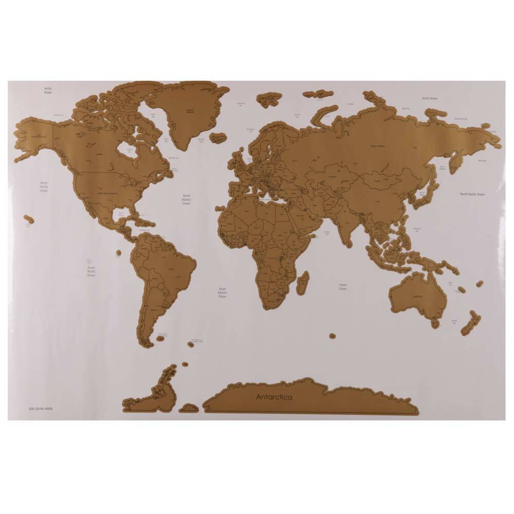 Poster Mappamondo da Grattare Cartina Geografica Mappa del Mondo 80x60 Bianco