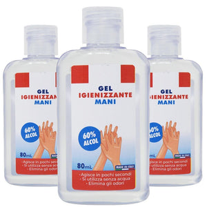 Set 3pz Gel Mani 80ml Tascabile Protettivo Igiene Mani Pulite Elimina Batteri