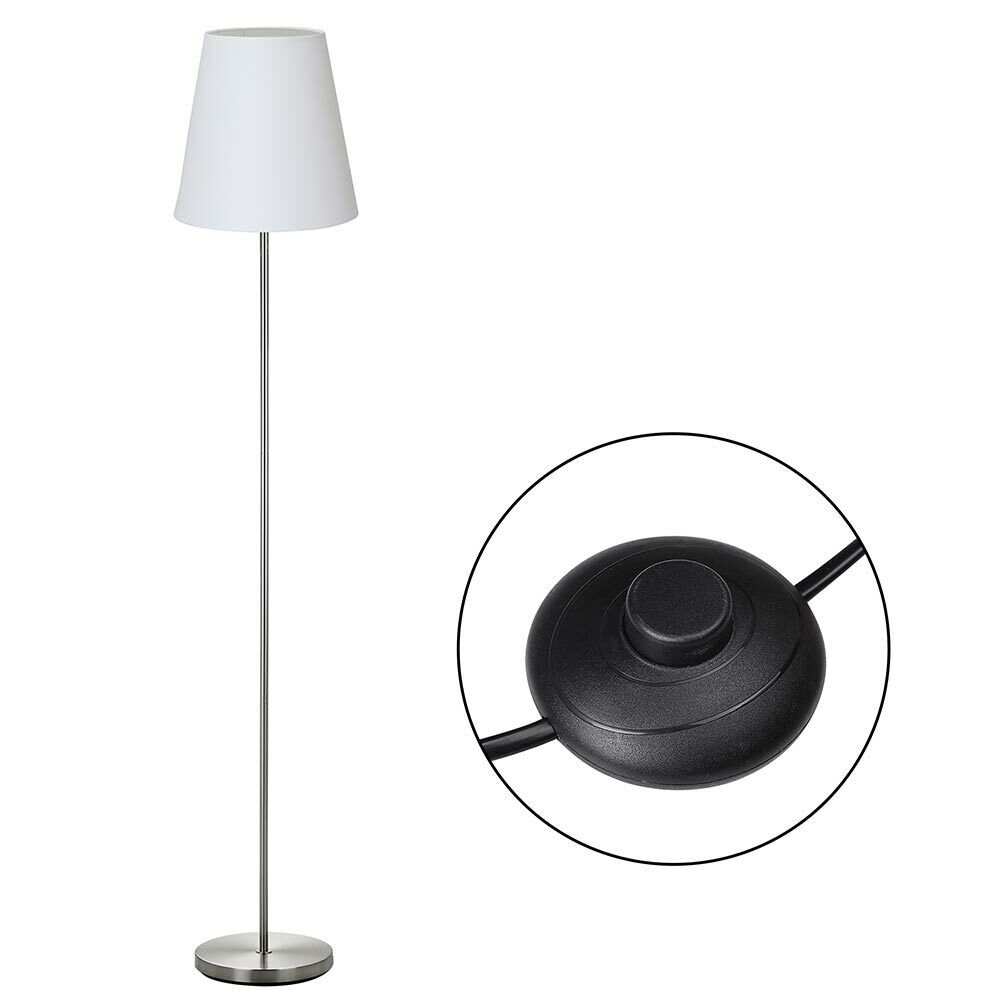 Lampada Piantana da Terra 150cm Design Moderno Paralume E27 60W Tessuto Bianco