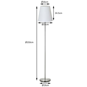 Lampada Piantana da Terra 150cm Design Moderno Paralume E27 60W Tessuto Bianco