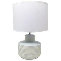 Lampada da Tavolo Lume Comodino Ceramica Tessuto Bianco Design Moderno Abatjour