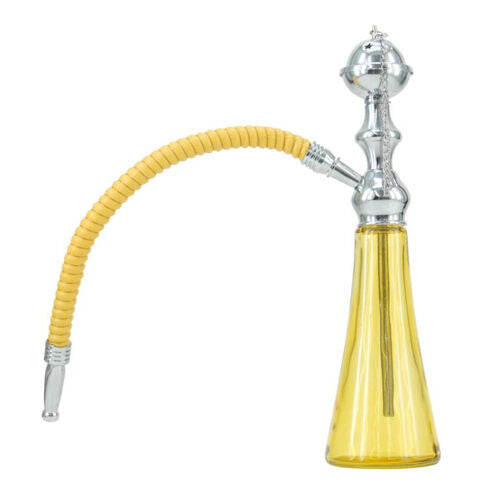 Mini Narghilè di colore giallo dimensione 21 cm con 1 tubo base forma allungata