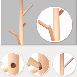 Attaccapanni Appendiabiti a Piantana in legno di betulla 8 Ganci Naturale 41x176