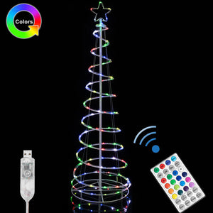 Albero di Natale Luminoso 135 Luci a Led Spirale per Interno ed Esterno 180 CM