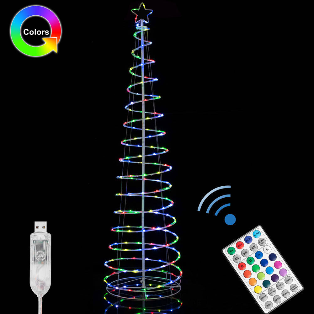 Albero di Natale Luminoso 200 Luci a Led Spirale per Interno ed Esterno 210 CM