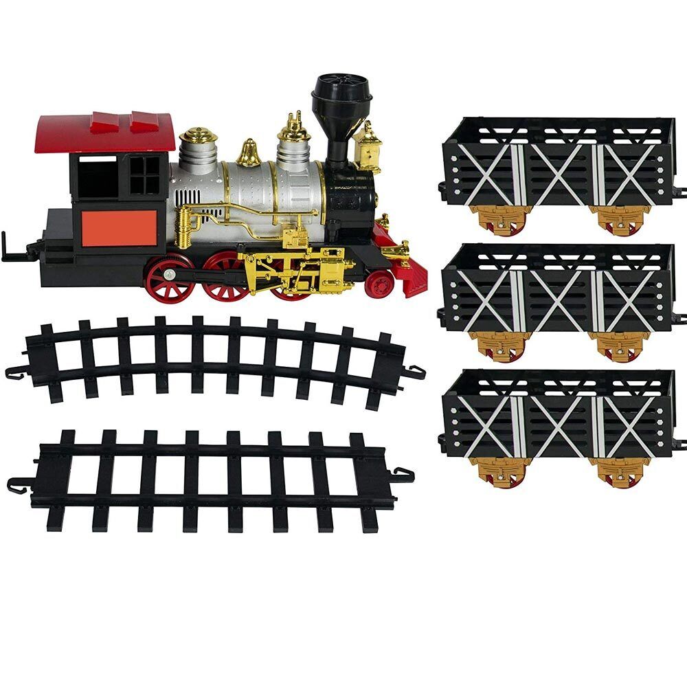 Pista Trenino Giocattolo Bambini Treno Locomotiva con Luce Suoni e 3 Vagoni 71cm