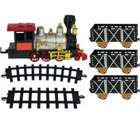 Pista Trenino Giocattolo Bambini Treno Locomotiva con Luce Suoni e 3 Vagoni 71cm