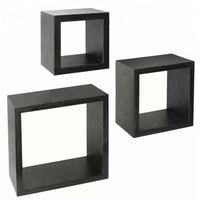 Set 3 Mensole da Parete Moderne Design Cubo Mensola Scaffale in Legno MDF Nero