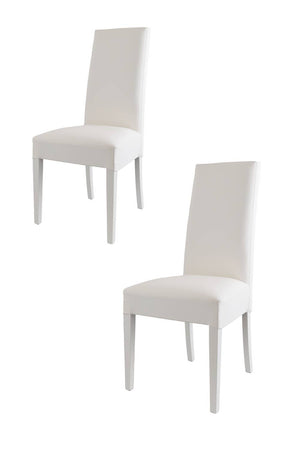 Set 2 sedie Luisa Tommychairs, struttura in faggio bianco, seduta e schienale imbottiti e rivestiti in pelle artificiale