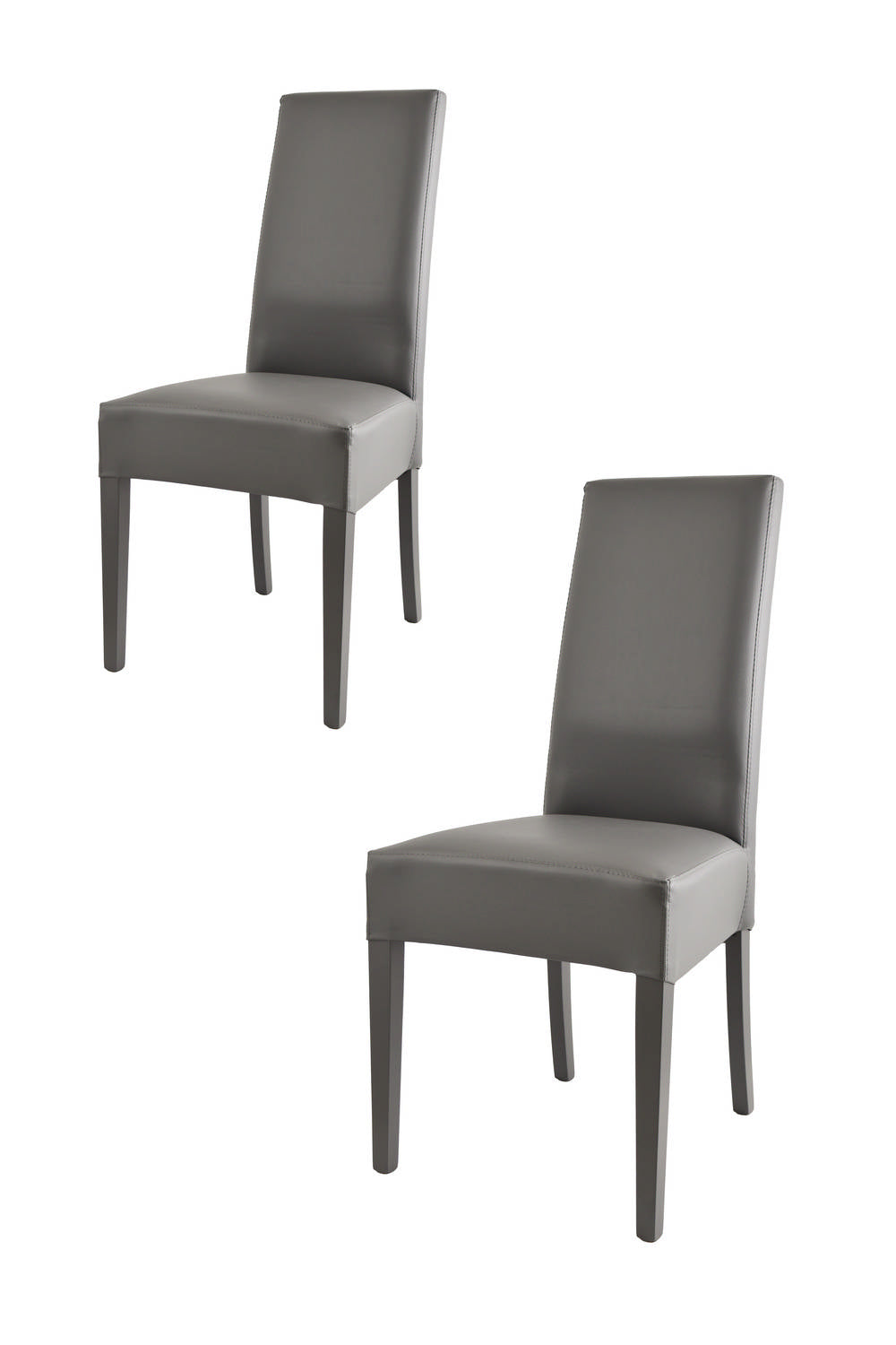 Set 2 sedie Luisa Tommychairs in faggio grigio scuro, seduta e schienale imbottiti e rivestiti in pelle artificiale