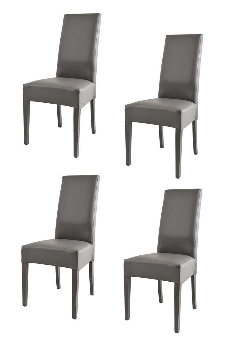 Set 4 sedie Luisa Tommychairs in faggio grigio scuro, seduta e schienale imbottiti e rivestiti in pelle artificiale