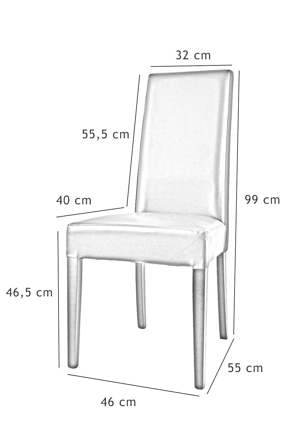 Set 4 sedie Luisa Tommychairs in faggio grigio scuro, seduta e schienale imbottiti e rivestiti in pelle artificiale