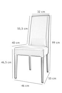 Set 4 sedie Luisa Tommychairs in faggio grigio scuro, seduta e schienale imbottiti e rivestiti in pelle artificiale