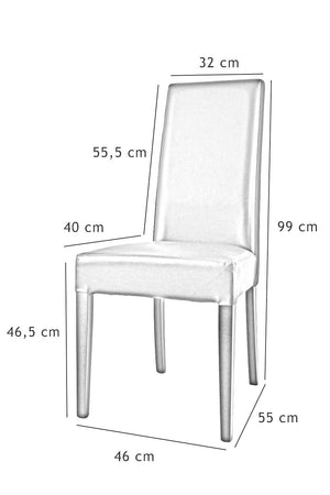 Set 4 sedie Luisa Tommychairs in faggio grigio scuro, seduta e schienale imbottiti e rivestiti in pelle artificiale