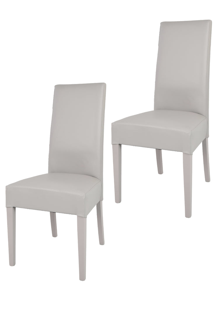 Set 2 sedie Luisa Tommychairs in faggio grigio chiaro, seduta e schienale imbottiti e rivestiti in pelle artificiale