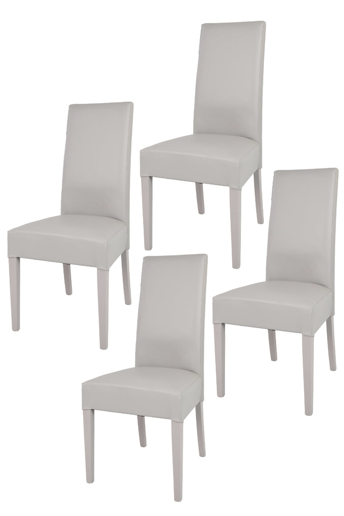 Set 4 sedie Luisa Tommychairs in faggio grigio chiaro, seduta e schienale imbottiti e rivestiti in pelle artificiale