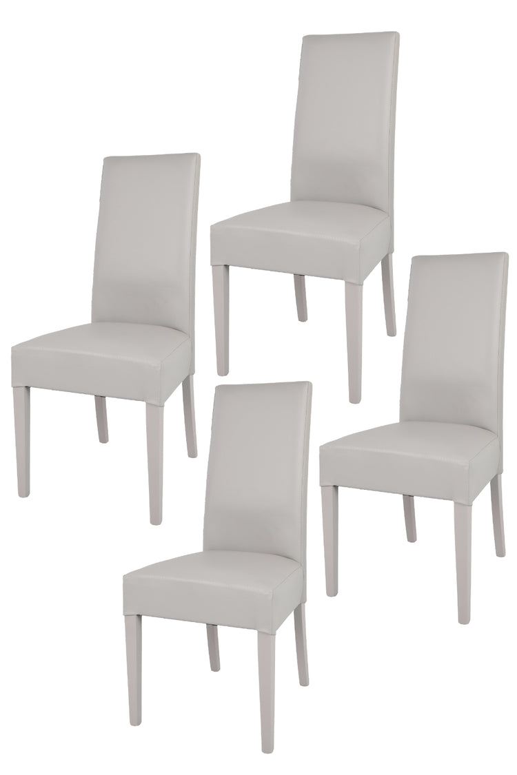 Set 4 sedie Luisa Tommychairs in faggio grigio chiaro, seduta e schienale imbottiti e rivestiti in pelle artificiale