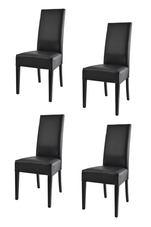 Set 4 sedie Luisa Tommychairs in faggio nero, seduta e schienale imbottiti e rivestiti in pelle artificiale