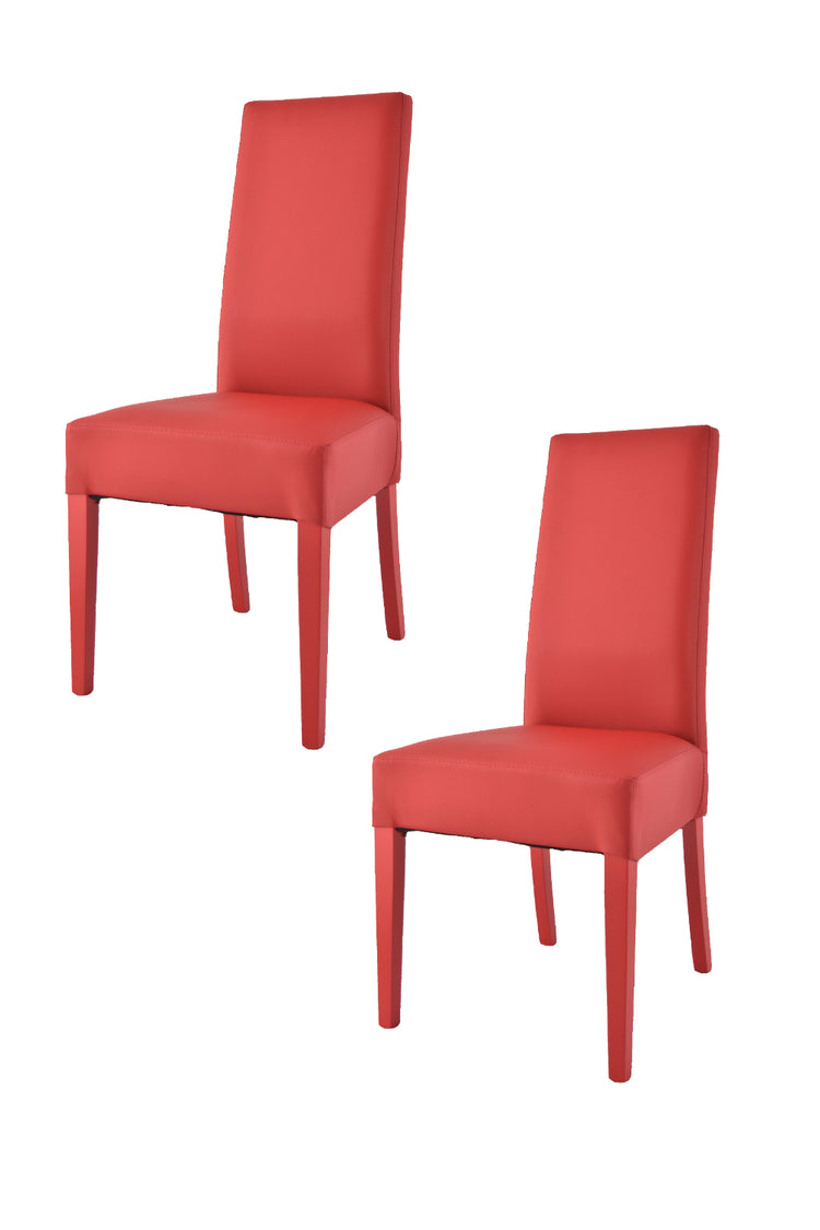 Set 2 sedie Luisa Tommychairs in faggio color rosso, seduta e schienale rivestiti in pelle artificiale rossa