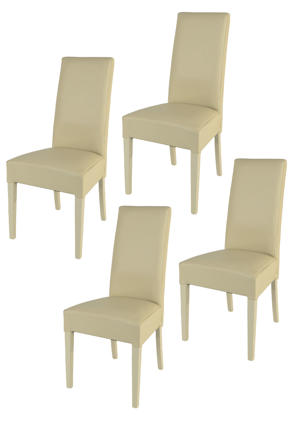 Set 4 sedie Luisa Tommychairs in faggio color sabbia, seduta e schienale rivestiti in pelle artificiale sabbia