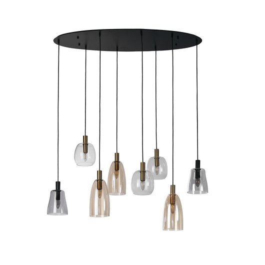 Lampadario Classico Divine Acciaio Nero Vetro 8 Luci E14