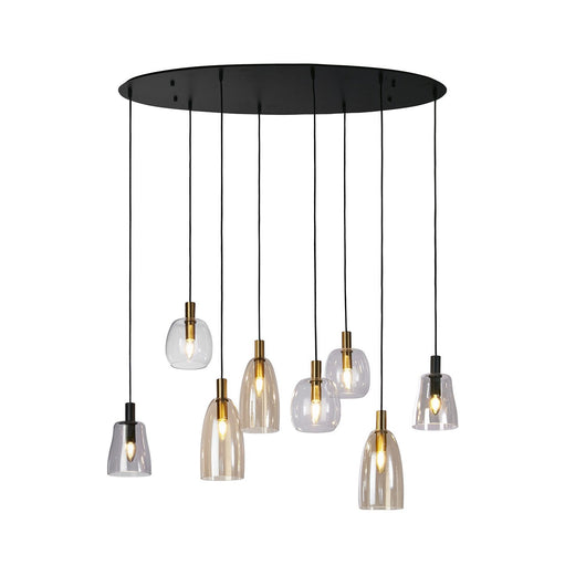 Lampadario Classico Divine Acciaio Nero Vetro 8 Luci E14