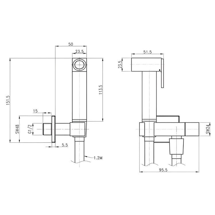 Idroscopino wc doccetta ottone portatile shutoff monogetto con leva ogomondo kit *** finitura- nickel spazzolato quad...