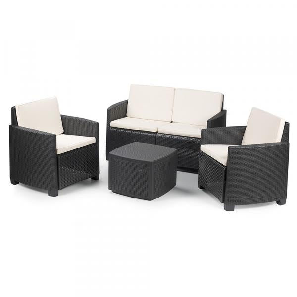 RESINA RATTAN:SET ETNA ANTRACITE C/CUSCINI