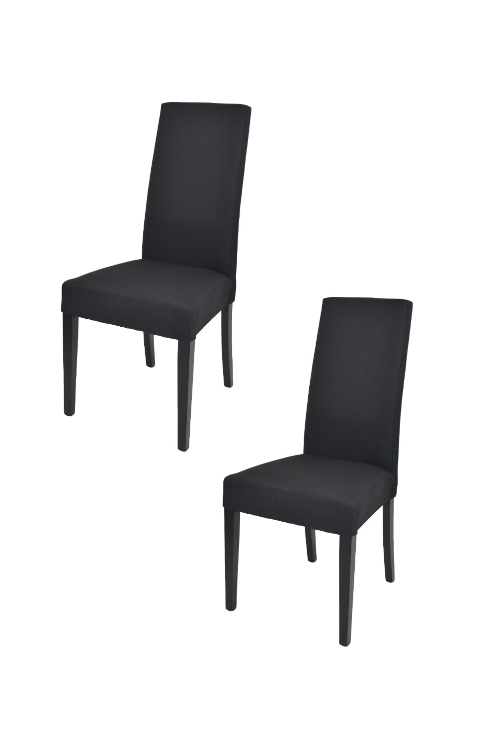 Set 2 sedie Chiara Tommychairs, struttura in faggio nero, seduta e schienale imbottiti e rivestiti in tessuto