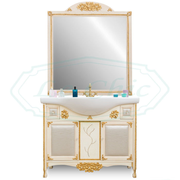 Arredo bagno in stile barocco avorio foglia oro e swarovski rococò