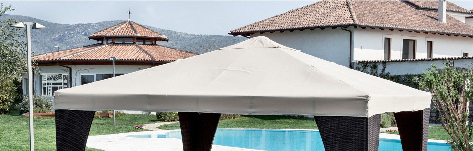 top copertura x gazebo legno 3x4 poliestere colore bianco 36983