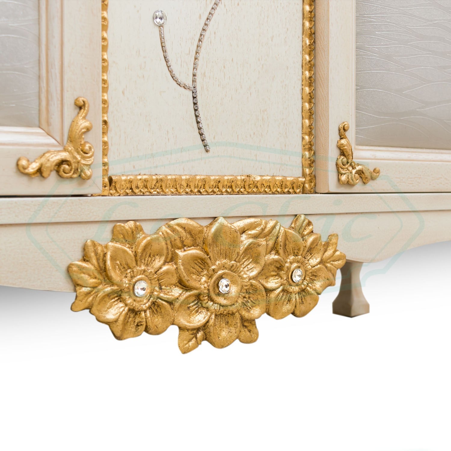 Arredo bagno in stile barocco avorio foglia oro e swarovski rococò