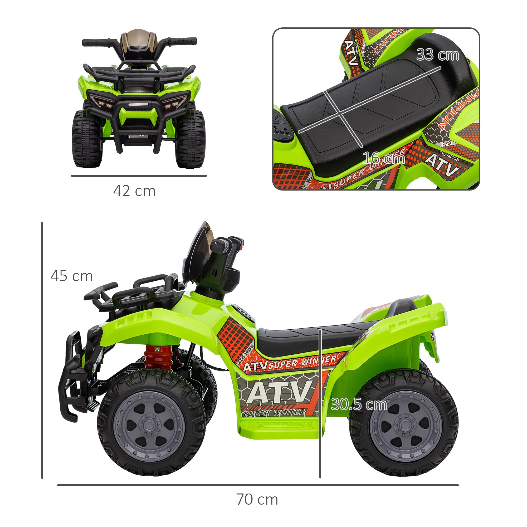 Mini Quad Elettrico per Bambini 6V Verde