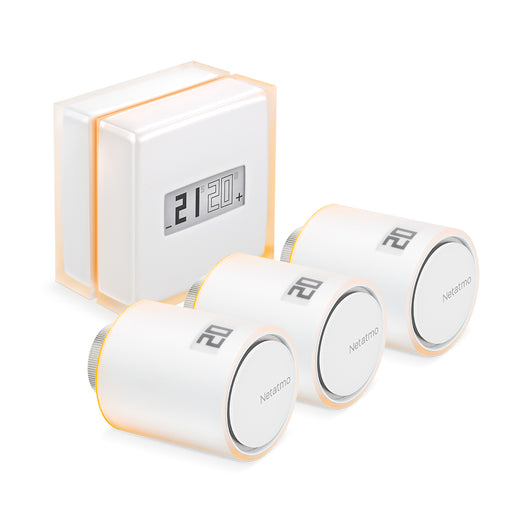 Netatmo kit termostato intelligente + 3 valvole termostatiche intelligenti aggiuntivi per termosifoni - NBU-NTH-NAV