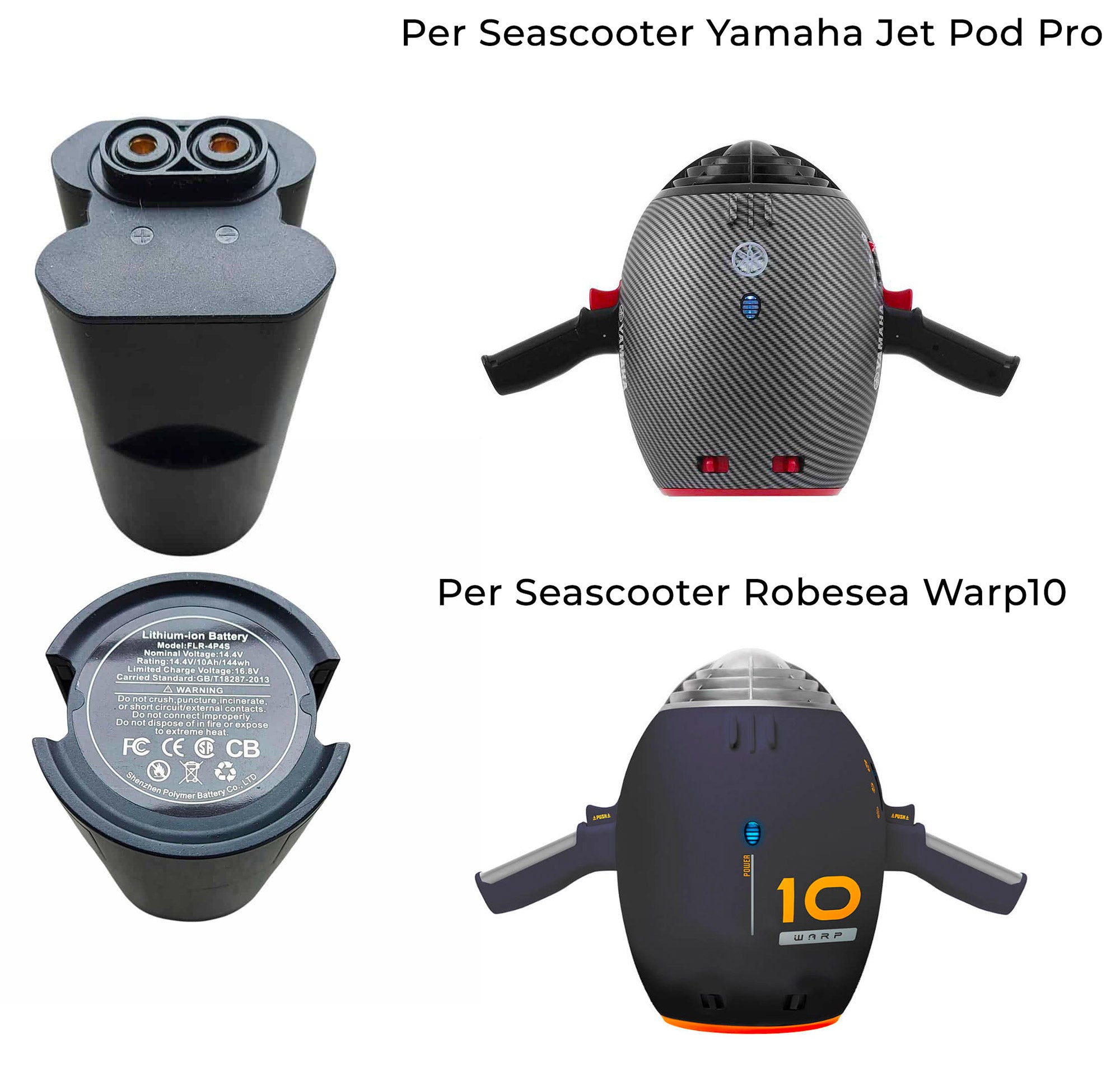 Batteria Ricaricabile Li-Ion 14,8V 10Ah per Seascooter Yamaha Jet Pod Pro e Robosea Warp10