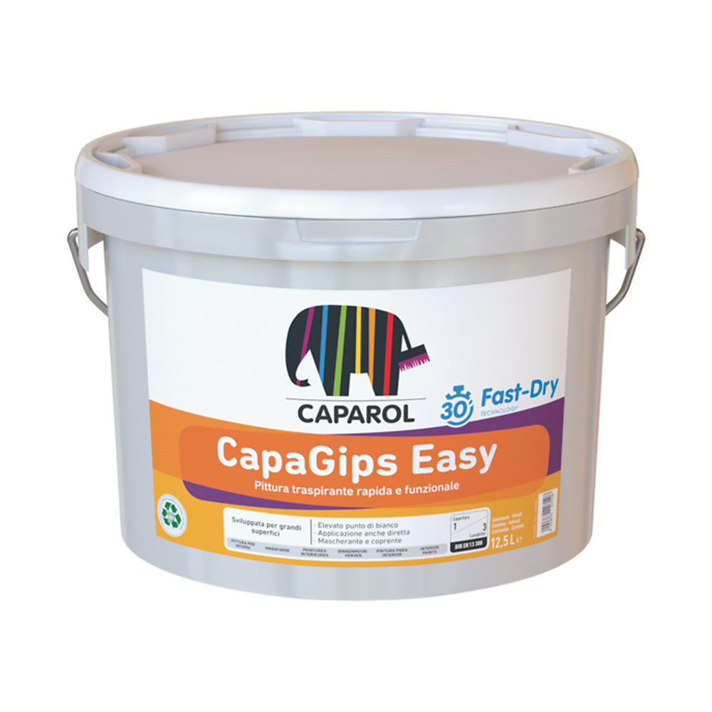 Capagips Easy - Fondo E Finitura Traspirante Per Interni Ideale Per Superfici In Gesso E Cartongesso - Bianco - 12,5L - Caparol