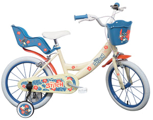 Bicicletta per Bambina 14" 2 Freni Stitch Bianca