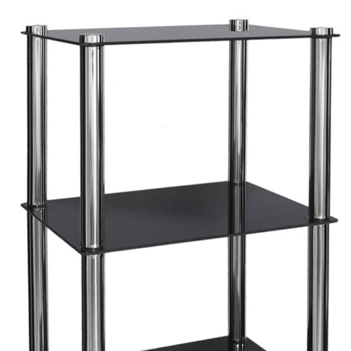 Scaffale Rettangolare 3 Ripiani Rettangolo Nero Libreria Dimensioni 77x30x30 cm