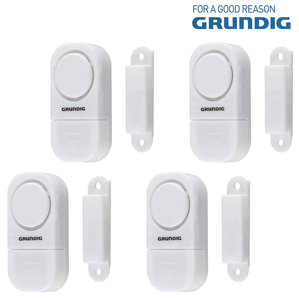 Grundig Set 4 pezzi Sistema allarme per Porte e Finestre con Interruttore 90 dB